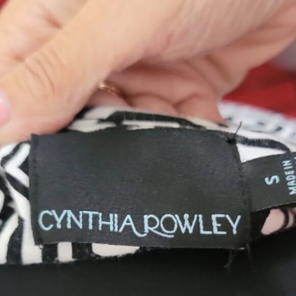 Cynthia Rowley Black and White Wrap Dress with Long Sleeves - Picture 2 of 9